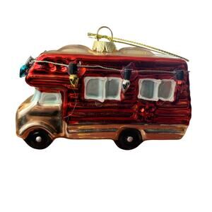 Classic Motorhome Christmas Ornament Decoration Glass Blown Hanging Decor NEW